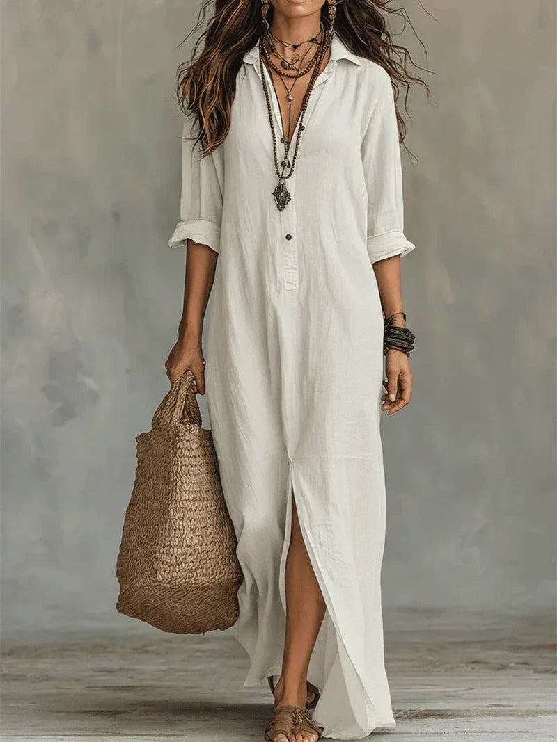 Vestido Selena™ | Maxi holgado con escote abotonado