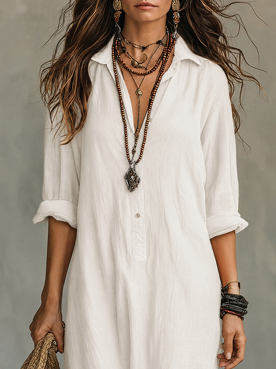 Vestido Selena™ | Maxi holgado con escote abotonado