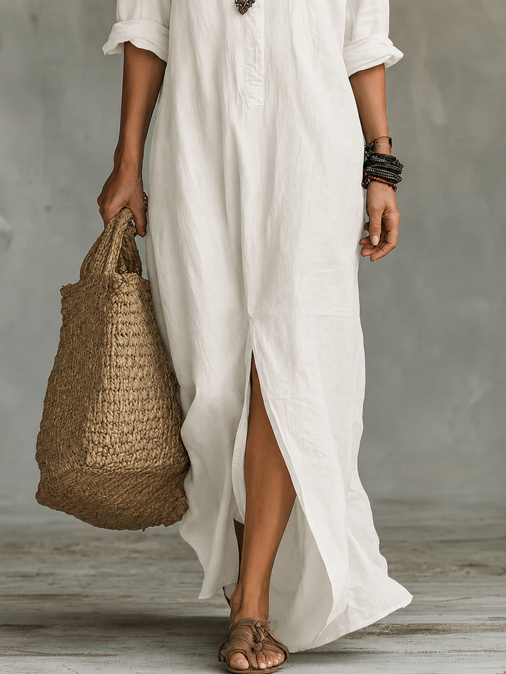 Vestido Selena™ | Maxi holgado con escote abotonado