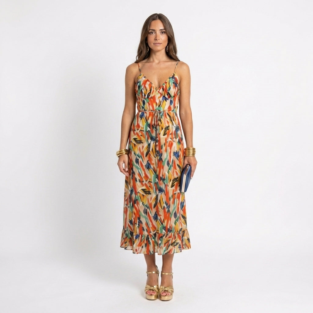 Vestido Yamy™ | Floral Midi estampado con tirantes